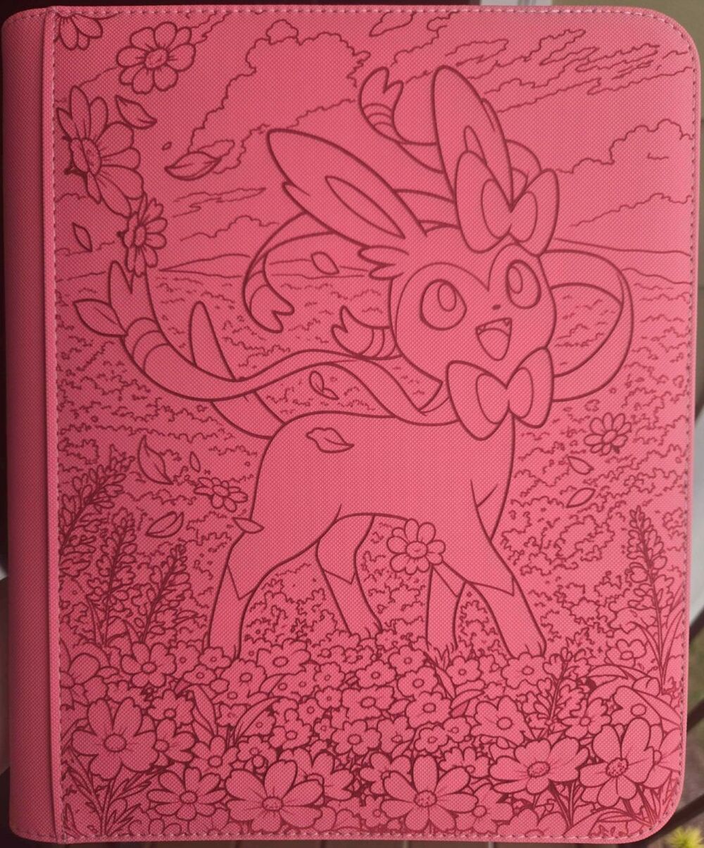 Pokemon Sylveon 4 Pocket Engraved PINK Top Loader Binder 128 Cards